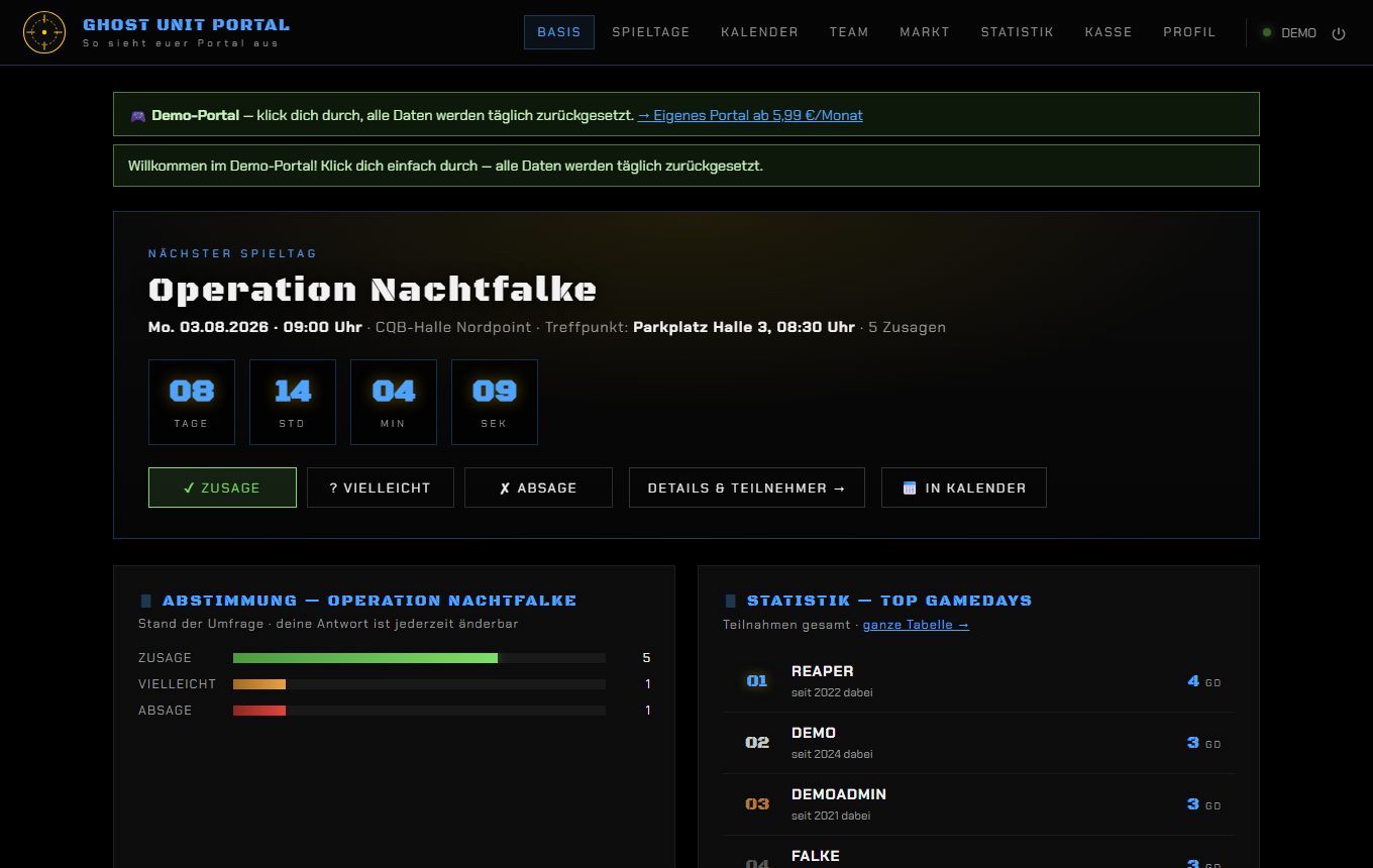 Basis / Dashboard — Airsoft Team Portal
