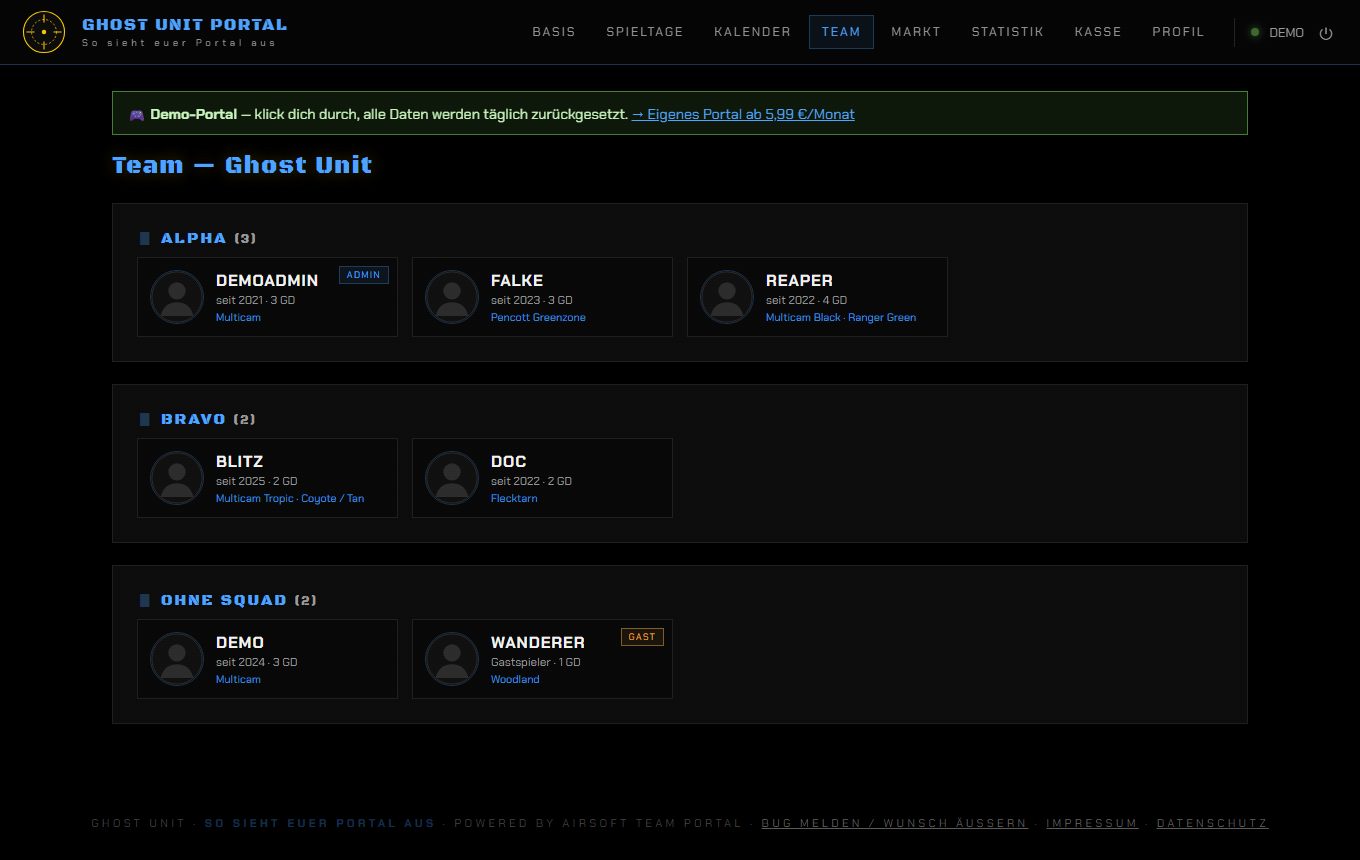 Team & Squads — Airsoft Team Portal