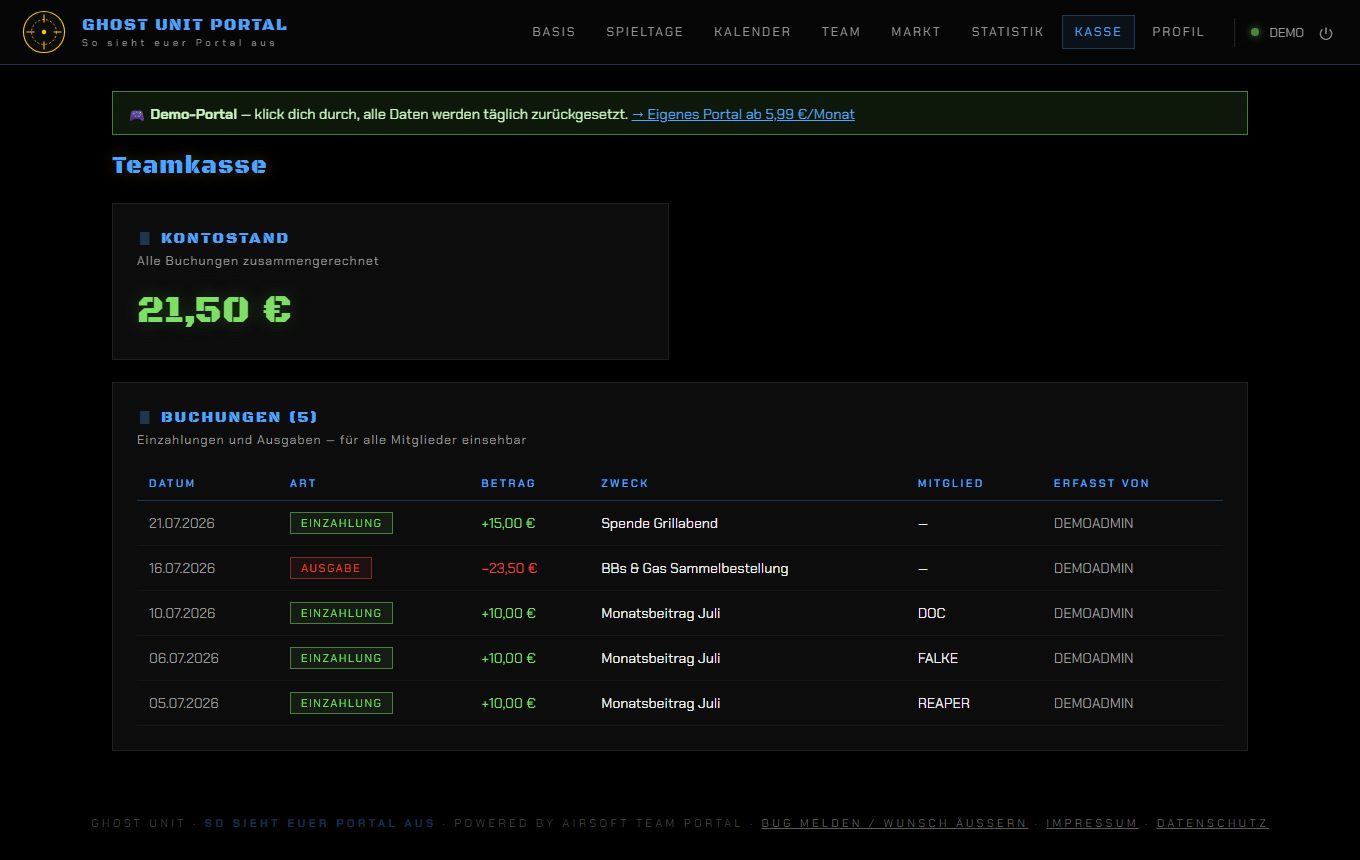 Teamkasse — Airsoft Team Portal